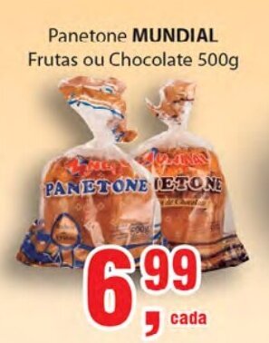 Supermercados Mundial Panetone Mundial Frutas ou Chocolate 500g oferta