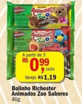 Ultrabox Bolinho Richester Animados Zoo Sabores 40g oferta