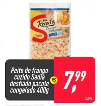 Frangolândia Peito de Frango cozido Sadia desfiado pacote congelado 400g oferta
