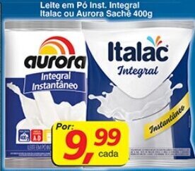 Supermercados Guanabara Leite em po inst. Integral Italac ou Aurora Sache 400g oferta