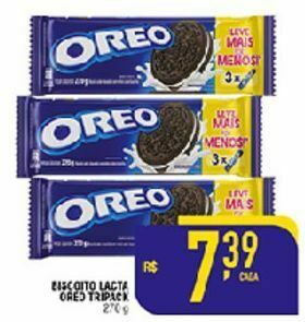 Mercantil Rodrigues Biscoito lacta oreo tripack 270g oferta