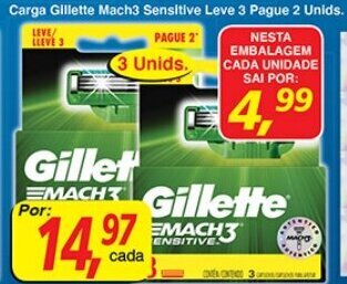 Supermercados Guanabara Carga Gillette Mach3 Sensitive Leve 3 Pague 2 Unids. oferta