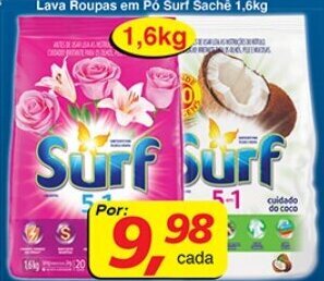 Supermercados Guanabara Lava Roupas em po Surf sache 1.6kg oferta