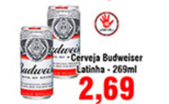 Shibata Supermercados Cerveja Budweiser latinha 269ml oferta