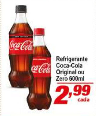 Ricoy Supermercados Refrigerante Coca Cola Original ou Zero 600ml oferta