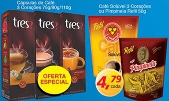 Supermercados Guanabara Cafe Soluvel 3 Coracoes Pimpinela Refil 50g oferta