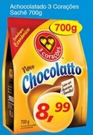 Supermercados Guanabara Achocolatado 3 Coracoes Sache 700g oferta