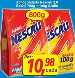 Supermercados Guanabara Achocolatado Nescau 2.0 sache 700g + 100g Gratis oferta