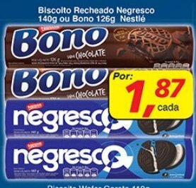 Supermercados Guanabara Biscoito Recheado Negrosco 140g ou Bono 126g oferta