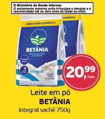 Cometa Supermercados Leite em pó BETÂNIA integral sachê 750g oferta