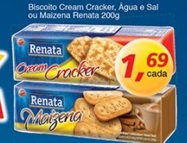 Biscoito Cream Cracker, Agua e Sal ou Maizena Renata 200g