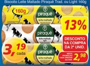 Supermercados Guanabara Biscoito Leite Maltado Piraque Trad. ou Light 160g oferta