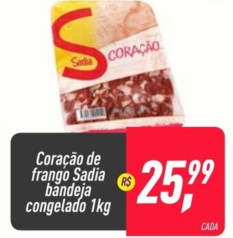 Frangolândia Coracao de Frango Sadia bandeja congelado 1kg oferta