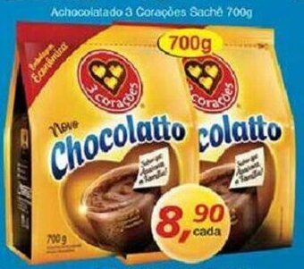 Supermercados Guanabara Achocolatado 3 Coracoes Sache 700g oferta
