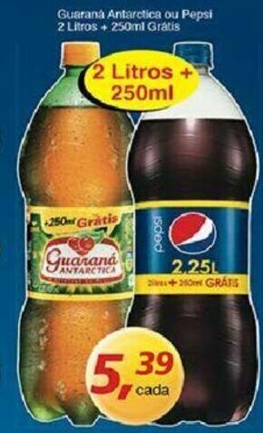 Supermercados Guanabara Guarana Antarctica ou Pepsi 2L + 250ml Gratis oferta