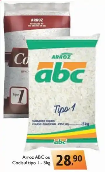 Supermercados ABC Arroz ABC ou Codisul tipo 1 - 5kg oferta