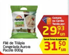 File de tilápia congelada aurora 800g