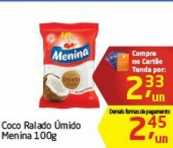 Tenda Atacado Coco ralado úmido menina 100g oferta