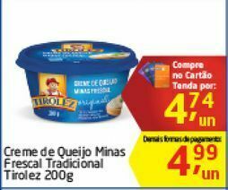 Tenda Atacado Creme de queijo minas tirolez 200g oferta