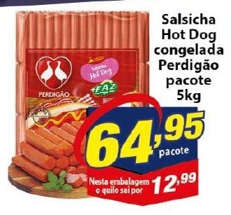 Vencedor Atacadista Salsicha Hot Dog congelada Perdigao pacote 5kg oferta