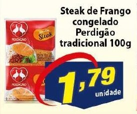 Vencedor Atacadista Steak de Frango congelado Perdigao tradicional 100g oferta