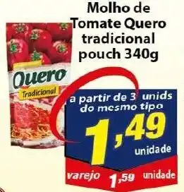 Vencedor Atacadista Molho de Tomate Quero Tradicional pouch 340g oferta