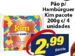 Vencedor Atacadista Pao p/ Hamburguer Kim pacote 200g c/04 unidades oferta
