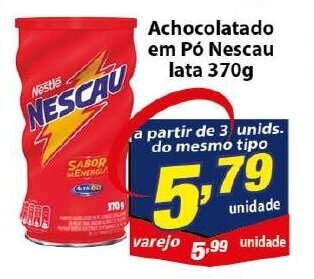 Vencedor Atacadista Achocolatado em po Nescau lata 370g oferta