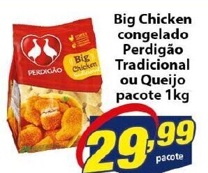 Vencedor Atacadista Big Chicken congelado Perdigao Tradicional ou Queijo pacote 1kg oferta