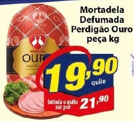 Vencedor Atacadista Mortadela Defumada Perdigao Ouro peca 1kg oferta