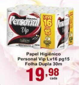 Rossi Supermercado Papel Higiénico Personal Vip Lv16 Pg15 Folha Dupla 30m oferta