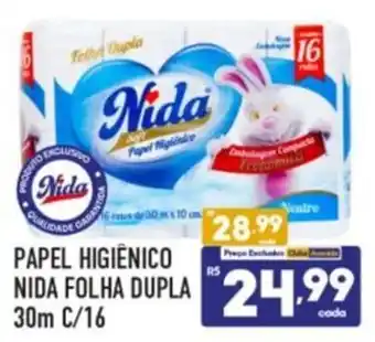 Supermercados Avenida PAPEL HIGIENICO NIDA FOLHA DUPLA 30M C/16 oferta