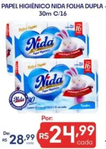 Supermercados Avenida PAPEL HIGIÊNICO NIDA FOLHA DUPLA 30m C/16 oferta
