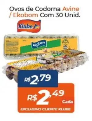 Ocos de Codorna Avine/ Ekobom com 30unid.