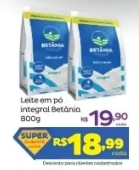 Super Lagoa Leite em po integral Betania 800g oferta