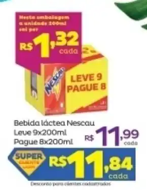 Super Lagoa Bebida lactea Nescau leve 9x200ml pague 8x200ml oferta