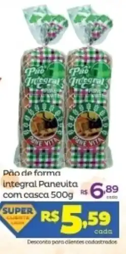 Super Lagoa Pao de Forma integral Panevita com casca 500g oferta