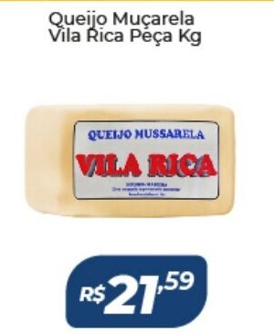 Atakarejo Queijo Mucarela Vila Rica Peca 1kg oferta