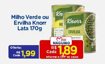 Nagumo Milho Verde ou Ervilha Knorr lata 170g oferta