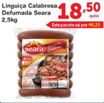 Roldão Linguica Calabresa Defumada Seara 2.5kg oferta