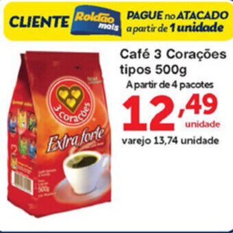Roldão Cafe 3 Coracoes tipos 500g oferta
