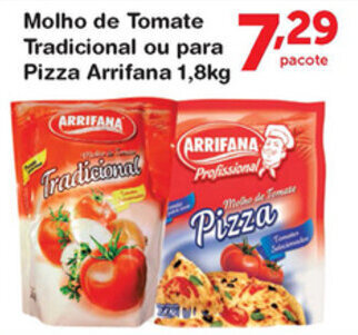 Roldão Molho de Tomate Tradicional ou para Pizza Arrifana 1.8kg oferta