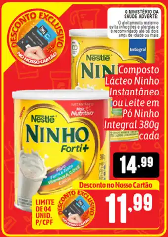 Composto lacteo Ninho Instantaneo ou Leite em po Ninho Integral 380g cada