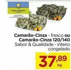 Camarão-cinza - fresco ou camarão-cinza 120/140 sabor & qualidade - inteiro congelado