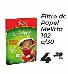 Filtro de papel melitta 102 c/30