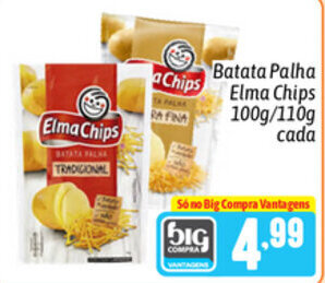 Supermercados Big Compra Batata Palha Elma Chips 100g/110g cada oferta
