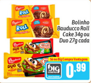 Supermercados Big Compra Bolinho Bauducco Roll Cake 34g ou Duo 27g cada oferta