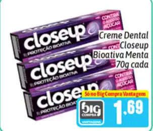 Supermercados Big Compra Creme Dental Closeup Bioativa Menta 70g cada oferta