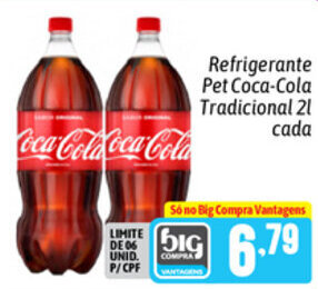 Supermercados Big Compra Refrigerante Pet Coca-Cola Tradicional 2L cada oferta