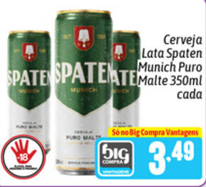 Supermercados Big Compra Cerveja lata Spaten Munich Puro Malte 350ml cada oferta